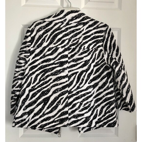 Studio Works Women's Jacket Zebra Black/White Size Medium Full Zip Lined - Picture 4 of 12
